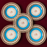 Minton Porcelain Armorial Reticulated Set of Five Dessert Plates with Rose Garlands