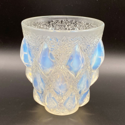 Rene Lalique Clear and Opalescent Glass Rampillion Vase