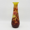 Emile Galle Cameo Glass Vase,  Yellow Ground Acid Etched Overlaid with Roses