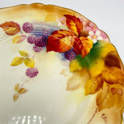 Royal Worcester Porcelain a Pair Plates Hand Painted with Berries, Flowers and leaves