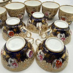 Coalport Porcelain Set of Five Trios, Decorated with Flowers
