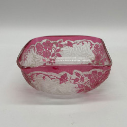 Antique Baccarat Acid Etched overlaid with Floral Deigned Set of Five Bowls