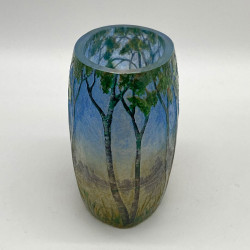 Daum Nancy Cameo, Enamelled and Vitrification Landscape Vase