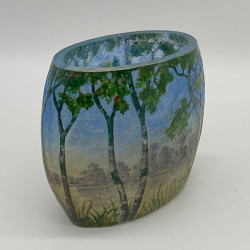 Daum Nancy Cameo, Enamelled and Vitrification Landscape Vase