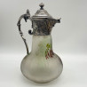French Aet Nouveau Cameo and Enamelled Glass Claret Jug with Christoffel Silver Plated Mount