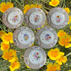 Meissen Porcelain Set of Six Dessert Plates,...