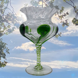 Stuart and Sons Footed Glass Vase Decorated...