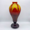 Le Verre Francais Cameo Glass Large Vase Decorated with Stylish Levies