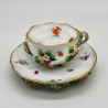 Meissen Porcelain Flower encrusted Cup and Saucer