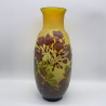 Emile Galle Cameo Glass Vase, Yellow Ground Acid Etched Overlaid with Flower
