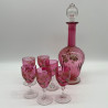 Old Baccarat Cranberry and Clear enamelled Glass Decanter Set
