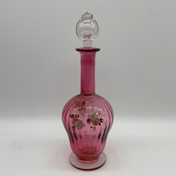 Old Baccarat Cranberry and Clear enamelled Glass Decanter Set