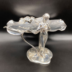 WMF Art Nouveau Pewter Comport with Wing Lady
