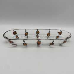 Old Baccarat Glass Tray, Enamelled  with Oranges by G Defforge