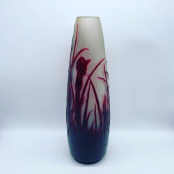 Emile Galle Cameo Glass Vase Decorated with Irises