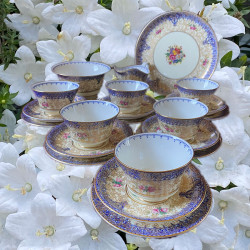Royal Worcester Porcelain Part Tea Service, Comprising Six Trios, One Sandwich Plate, One Jag, and One Bowl