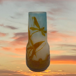 Emile Galle Cameo Glass Vase, a Dragonfly...