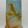 Emile Galle Cameo Glass Vase, a Dragonfly Flying Over a Pond