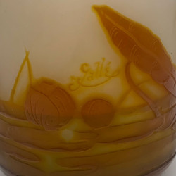 Emile Galle Cameo Glass Vase, a Dragonfly Flying Over a Pond