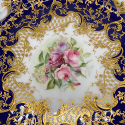 Royal Worcester Porcelain a Pair Plates, Decorated with Flowers