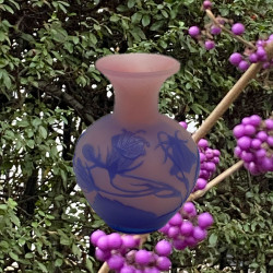 Emile Galle Glass Vase, Pink Ground Acid Etched...