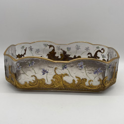 Legras Mont Joye Glass Jardiniere, Enamelled with Violet and Gilded