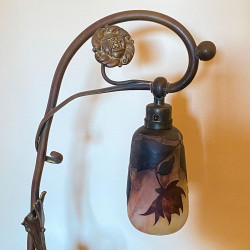 Art Nouveau Table Lamp with Daum Nancy Cameo Glass Shade