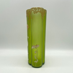 Legras Mont Joye Enamelled Glass Vase Decorated with Poppies