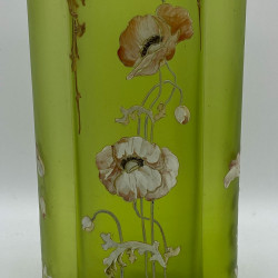 Legras Mont Joye Enamelled Glass Vase Decorated with Poppies