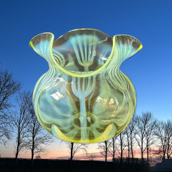 John Walsh Walsh Vaseline Glass Vase with Rare...
