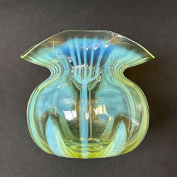 John Walsh Walsh Vaseline Glass Vase with Rare Pattern