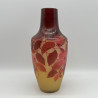 Emile Galle Glass Vase Yellow Ground Acid Etched Overlayed with Flowers