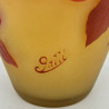 Emile Galle Glass Vase Yellow Ground Acid Etched Overlayed with Flowers