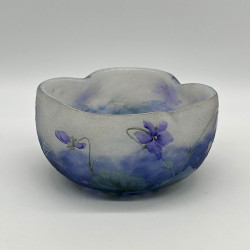 Daum Nancy Cameo and Enamelled Glass Violet Bowl
