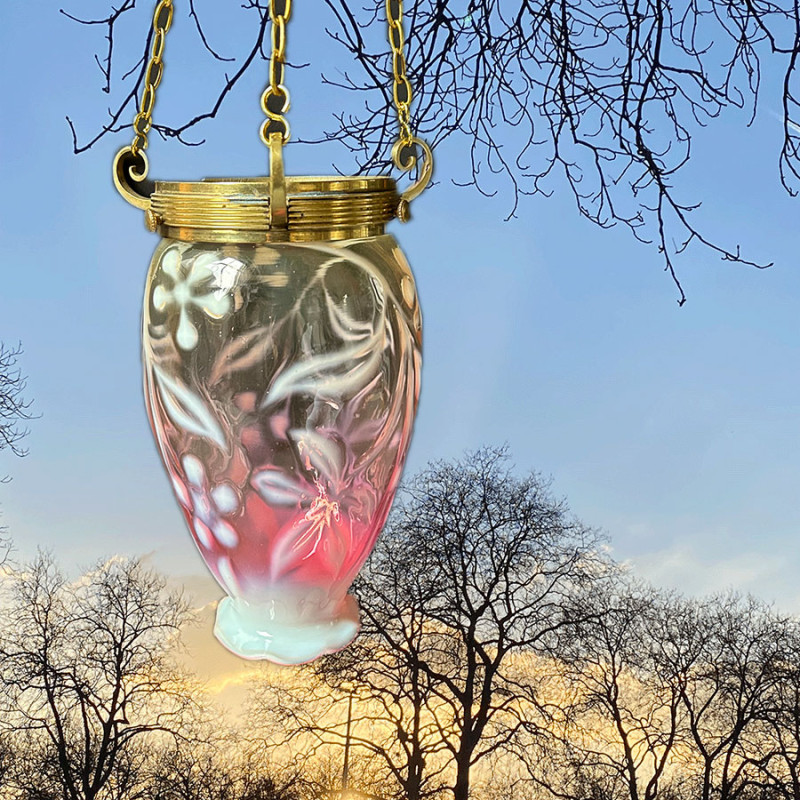 Richardson & Sons Vaseline and Cranberry  Pendant Ceiling Lamp