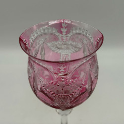 Thomas Webb & Sons Intaglio Cranberry and Clear Glass Hock Glass