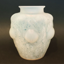 French Art Deco Rene Lalique Opalescent Glass Domremy Vase