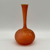 Daum Nancy Longneck Formed Orange Glass and Gilded Vase