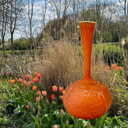 Daum Nancy Longneck Formed Orange Glass and...