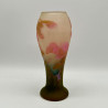 Emile Galle Glass Vase, White and Blue Ground Acid Etched Overlaid with Poppies