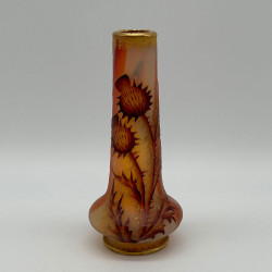 Daum Nancy Enamelled Glass Small Thistle Vase