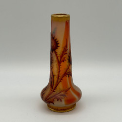 Daum Nancy Enamelled Glass Small Thistle Vase