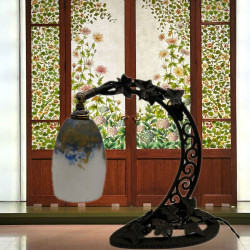 Wrought Iron Base and Daum Nancy Mottled Glass...