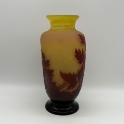 Emile Galle Cameo Glass Vase, Decorated with Bleeding Heart