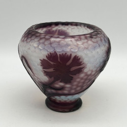 Daum Nancy Cameo and Martelle Vase, Decorated with Cornflower