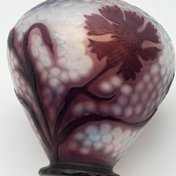 Daum Nancy Cameo and Martelle Vase, Decorated with Cornflower