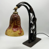 Schneider Table Lamp, Wrought Iron Base with Cameo Glass Shade