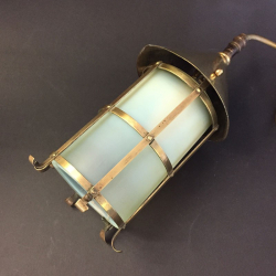 Art and Craft Brass Lantern with original Vaseline Glass Liner