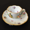 Meissen Porcelain Flower Encrusted Six Demitasse Cups and Saucers and Tray