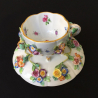 Meissen Porcelain Flower Encrusted Six Demitasse Cups and Saucers and Tray